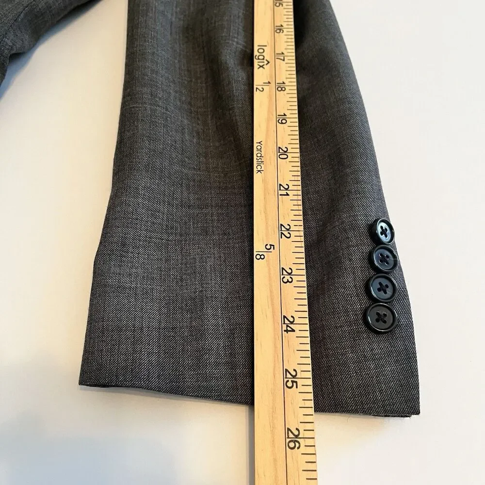 Lauren Ralph Lauren Solid Gray Sport Coat Blazer 2 Button Size 46L Wool EUC